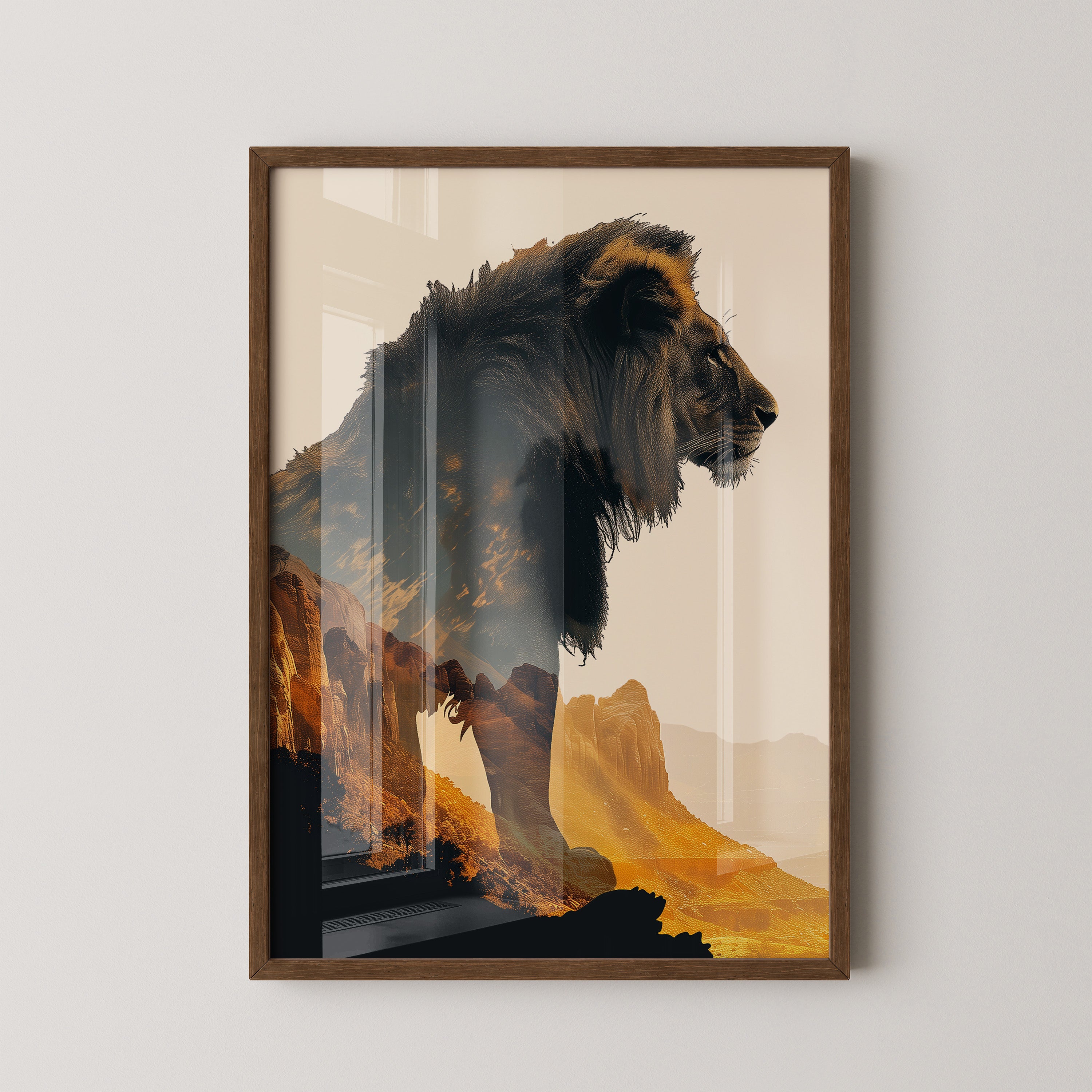 Löwe Wüstenlandschaft Silhouette