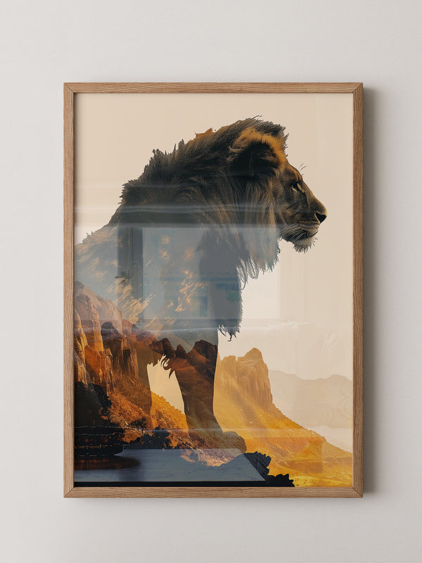 Löwe Wüstenlandschaft Silhouette