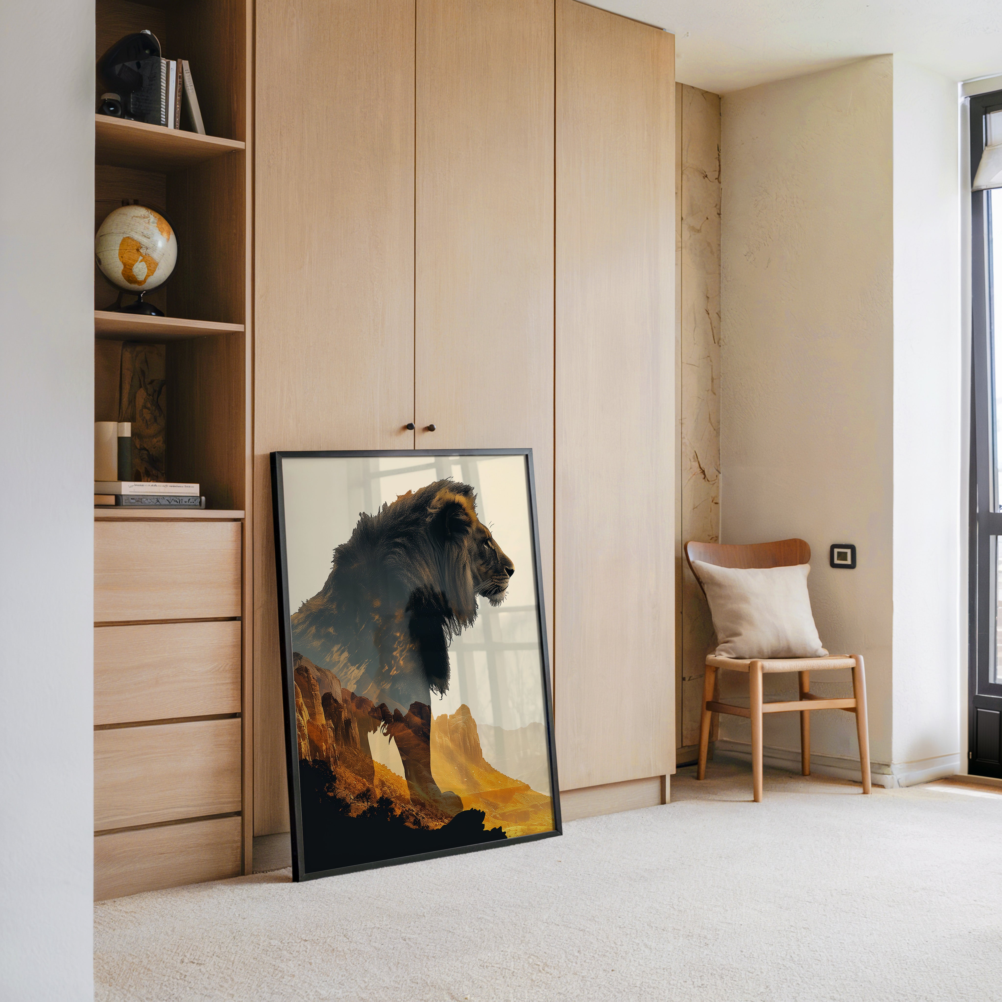 Löwe Wüstenlandschaft Silhouette