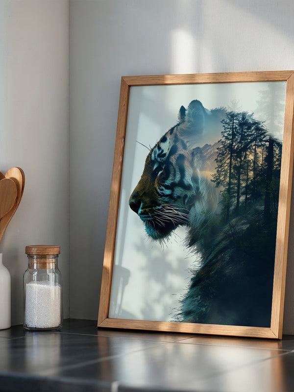 Tiger Silhouette Wald Collage