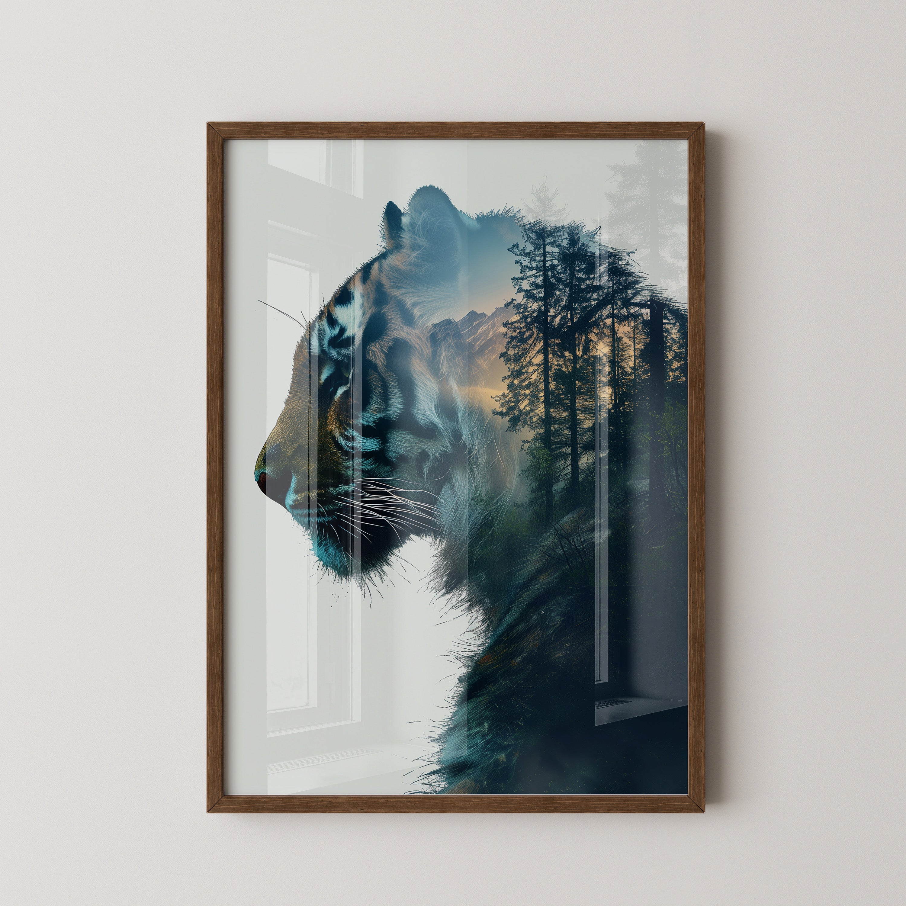 Tiger Silhouette Wald Collage