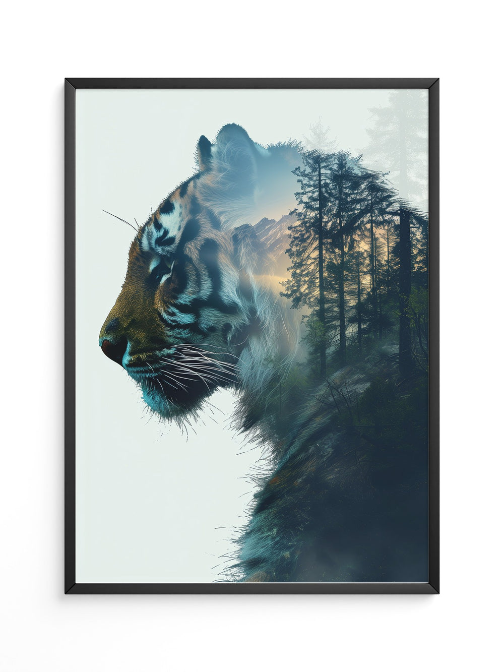 Tiger Silhouette Wald Collage