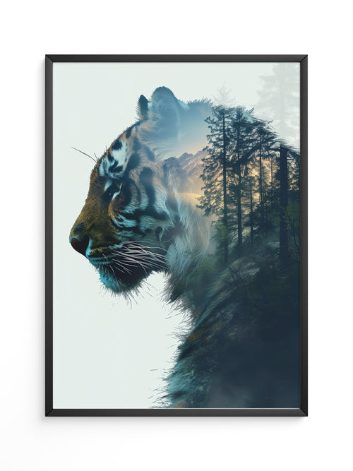 Tiger Silhouette Wald Collage