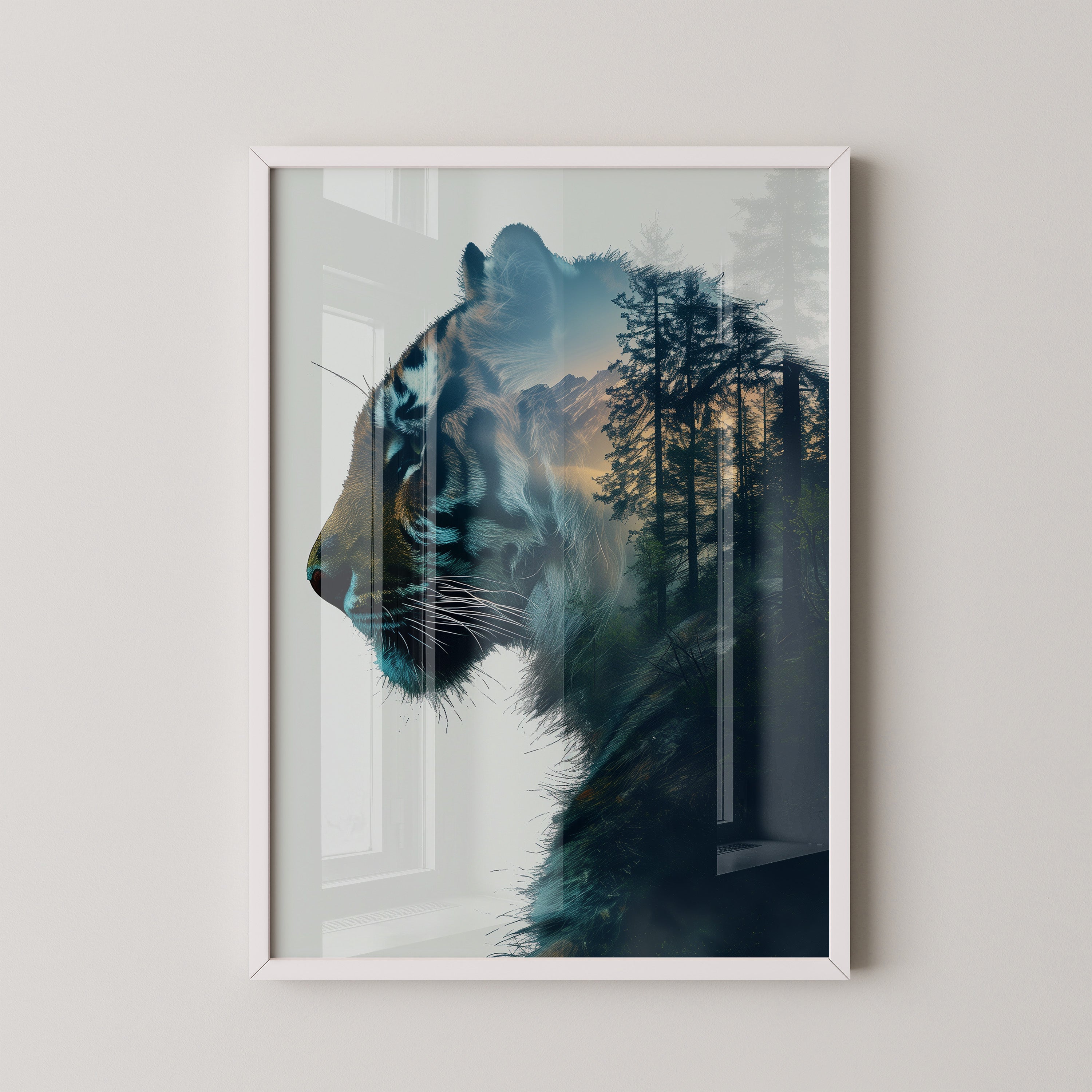 Tiger Silhouette Wald Collage