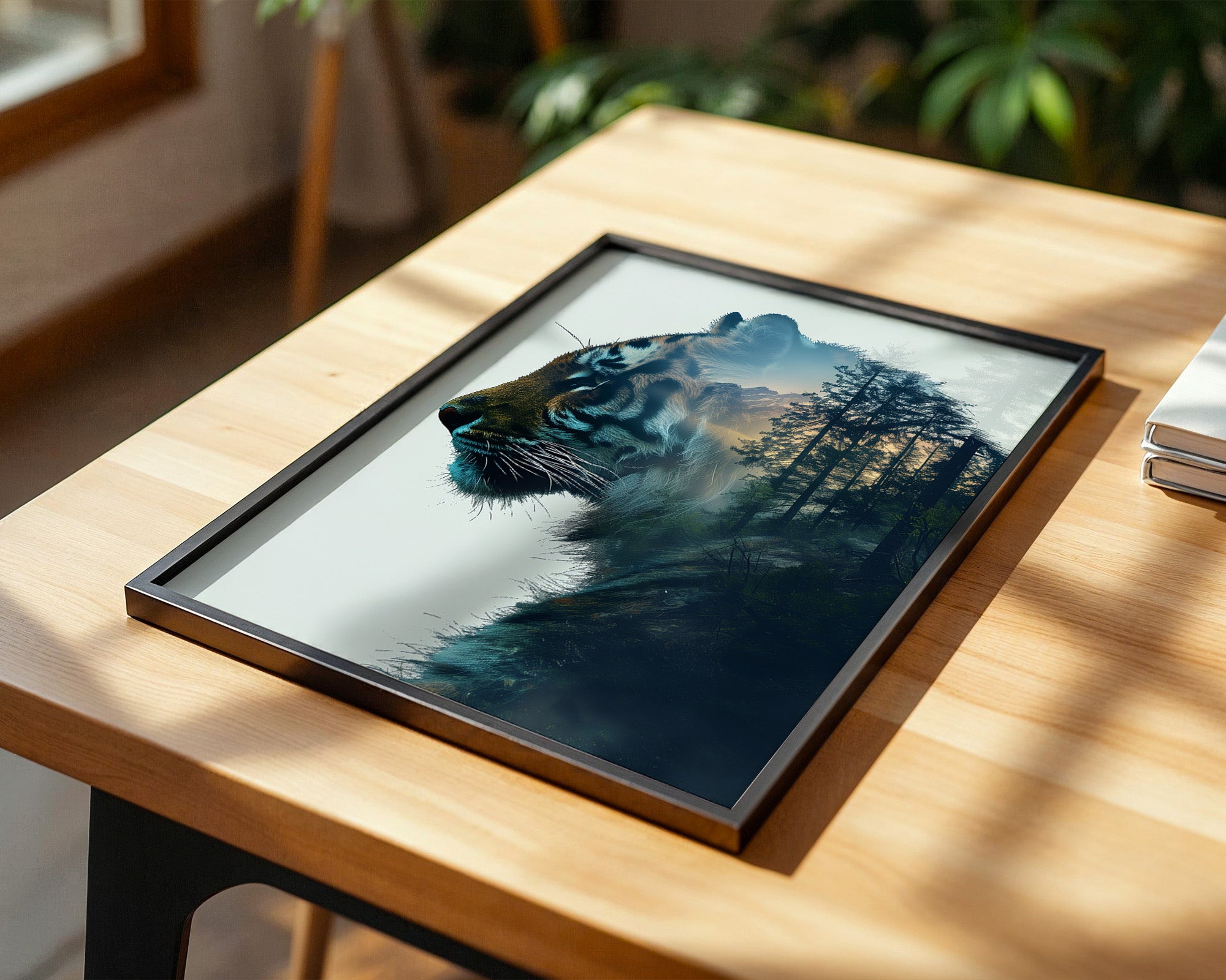 Tiger Silhouette Wald Collage