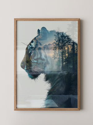 Tiger Silhouette Wald Collage