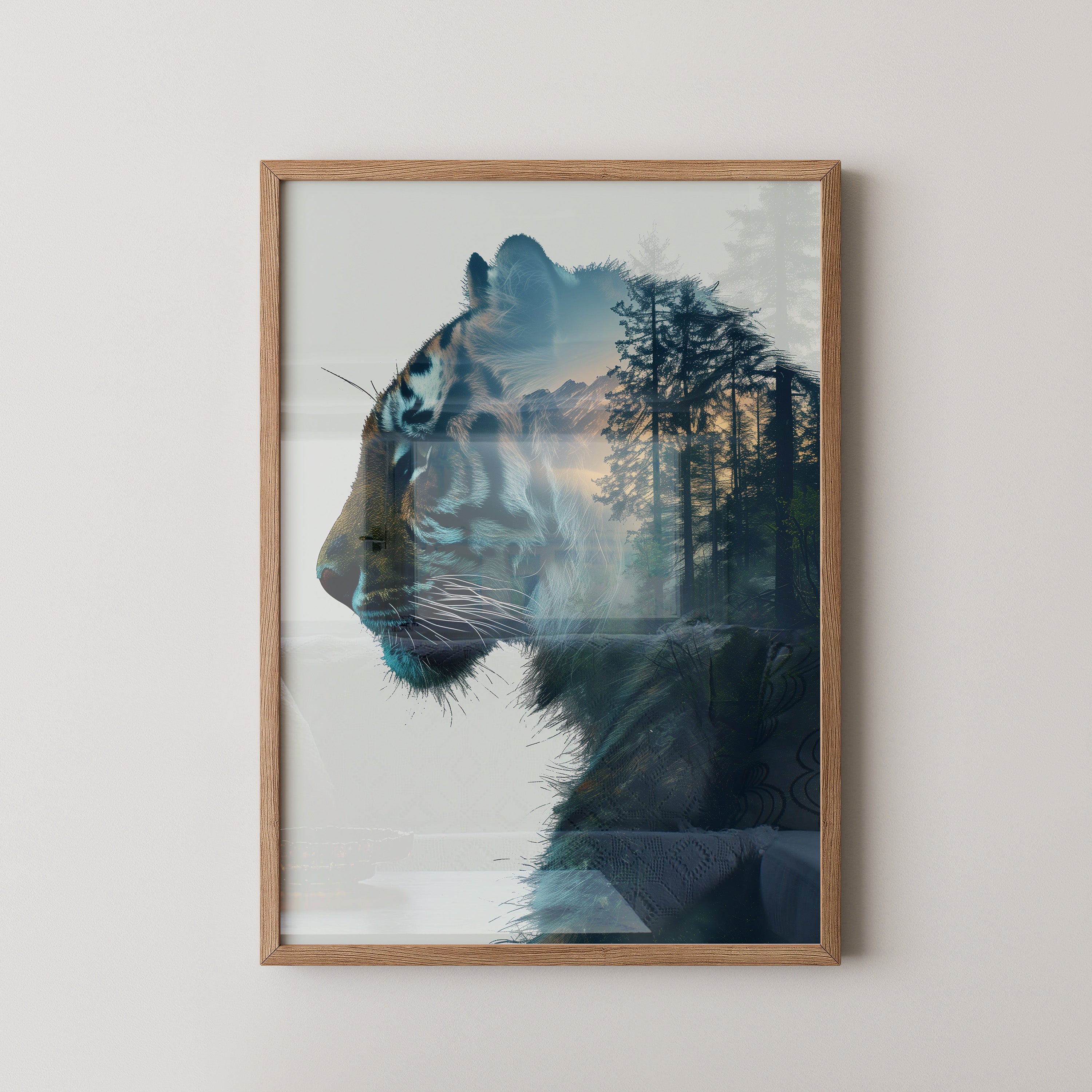 Tiger Silhouette Wald Collage