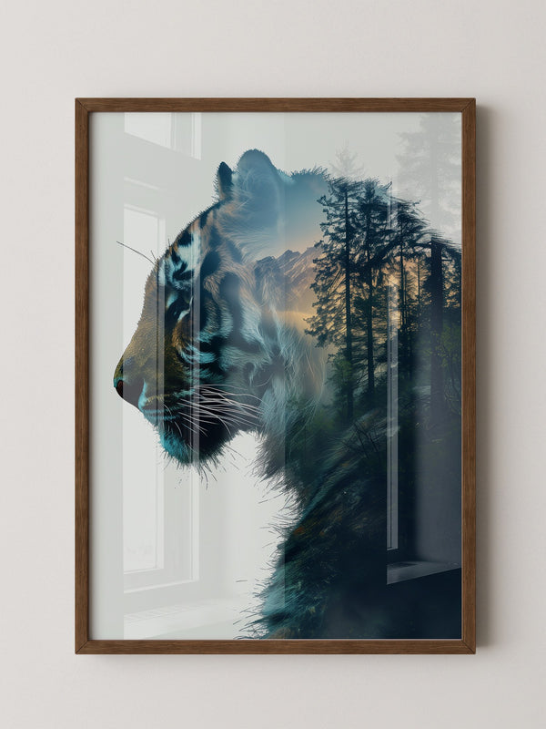 Tiger Silhouette Wald Collage