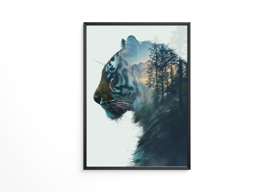 Tiger Silhouette Wald Collage