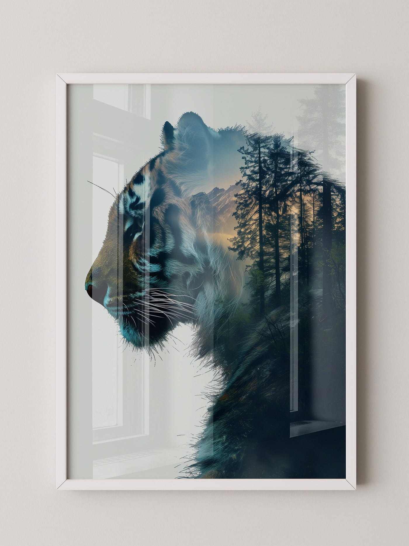 Tiger Silhouette Wald Collage