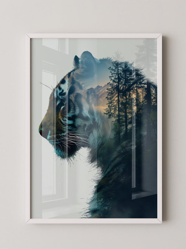 Tiger Silhouette Wald Collage