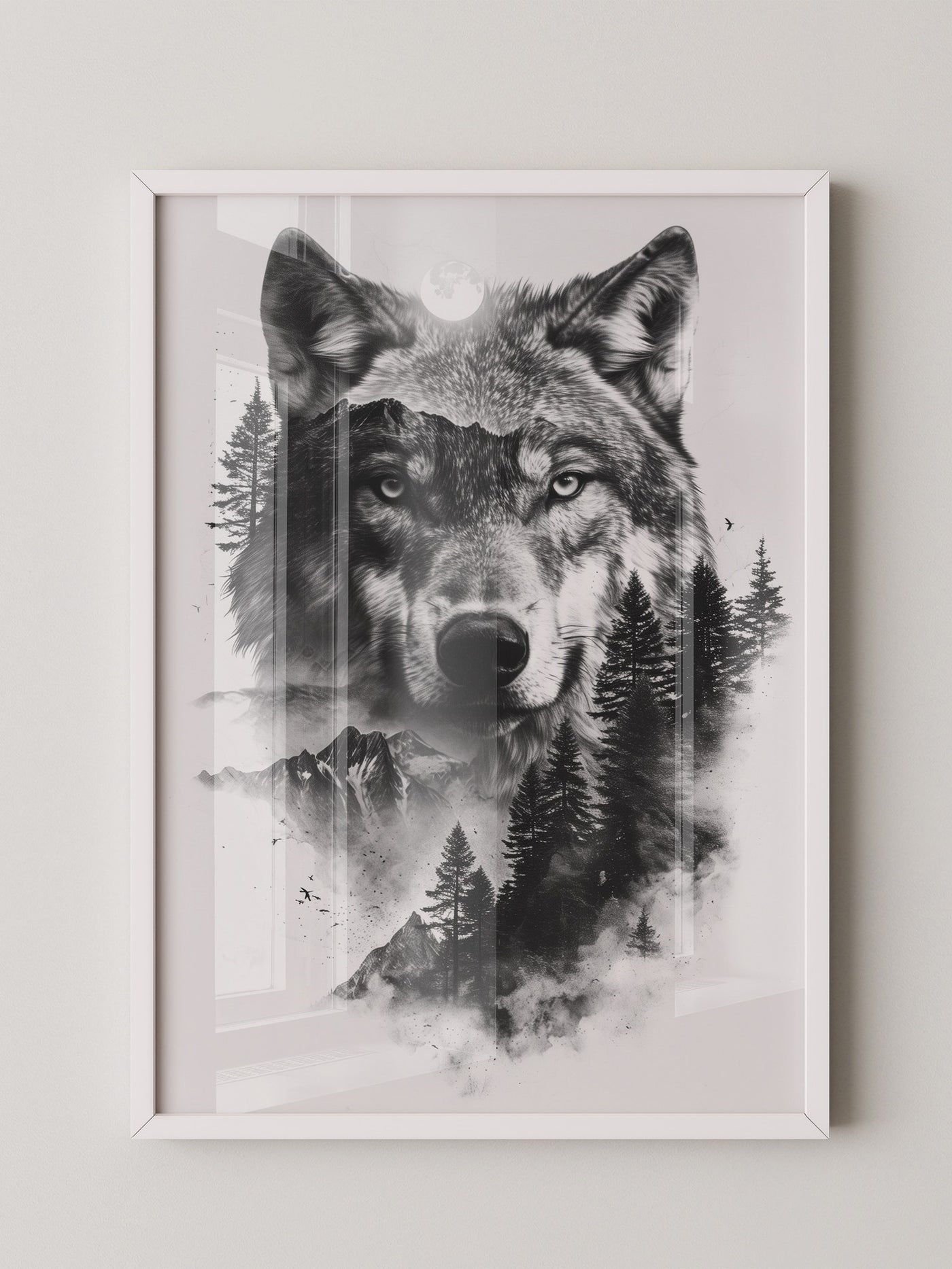 Wolf Natur Schwarz-Weiß Collage