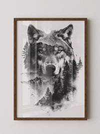 Wolf Natur Schwarz-Weiß Collage