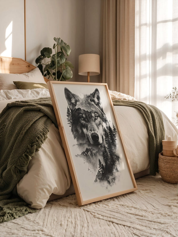 Wolf Natur Schwarz-Weiß Collage