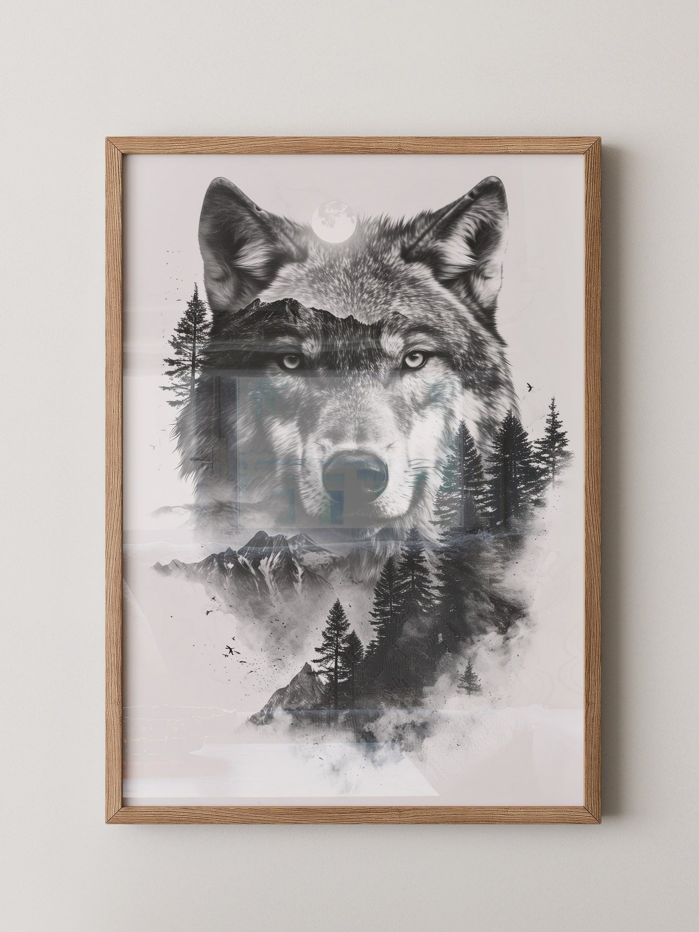 Wolf Natur Schwarz-Weiß Collage