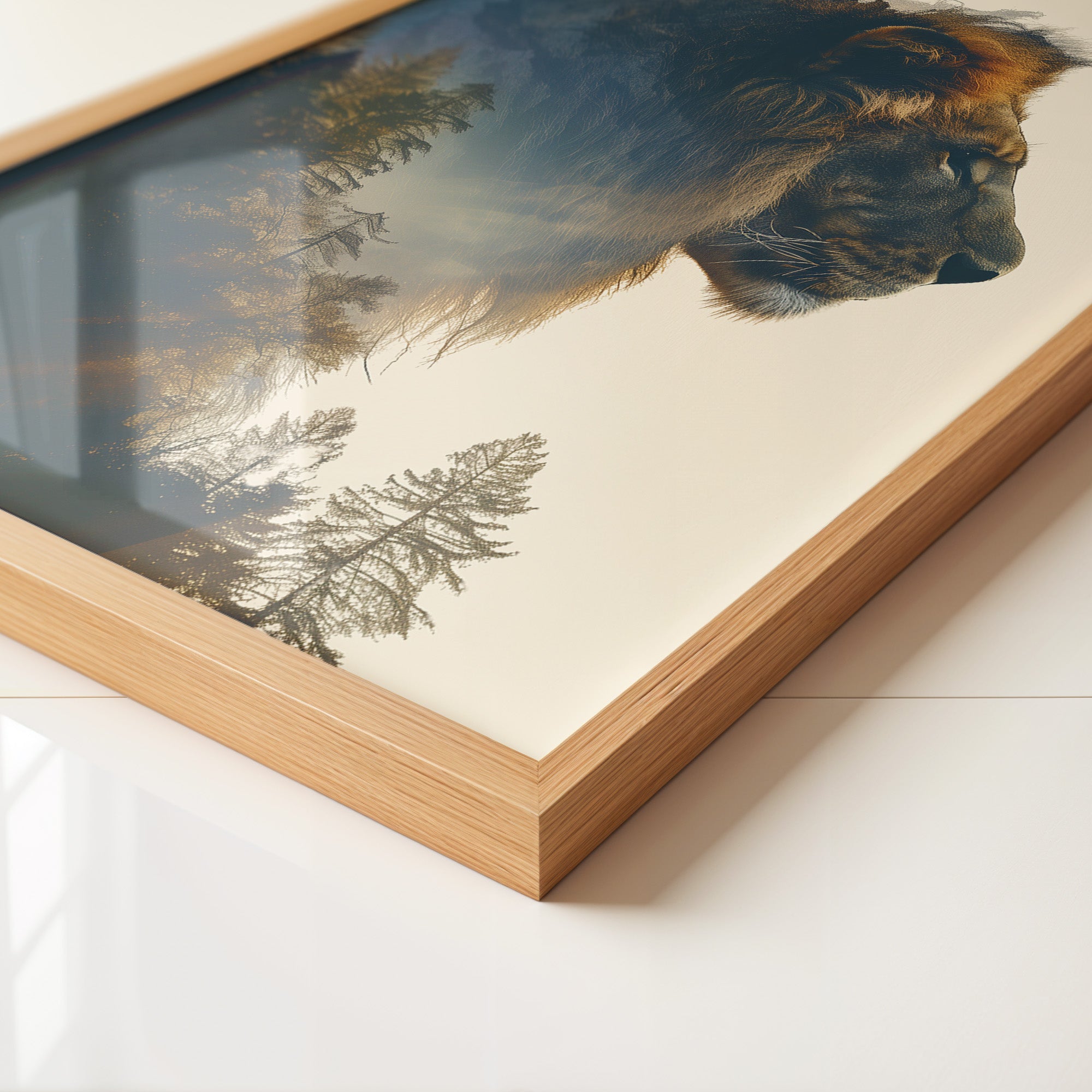 Löwe Wald Doppelbelichtung