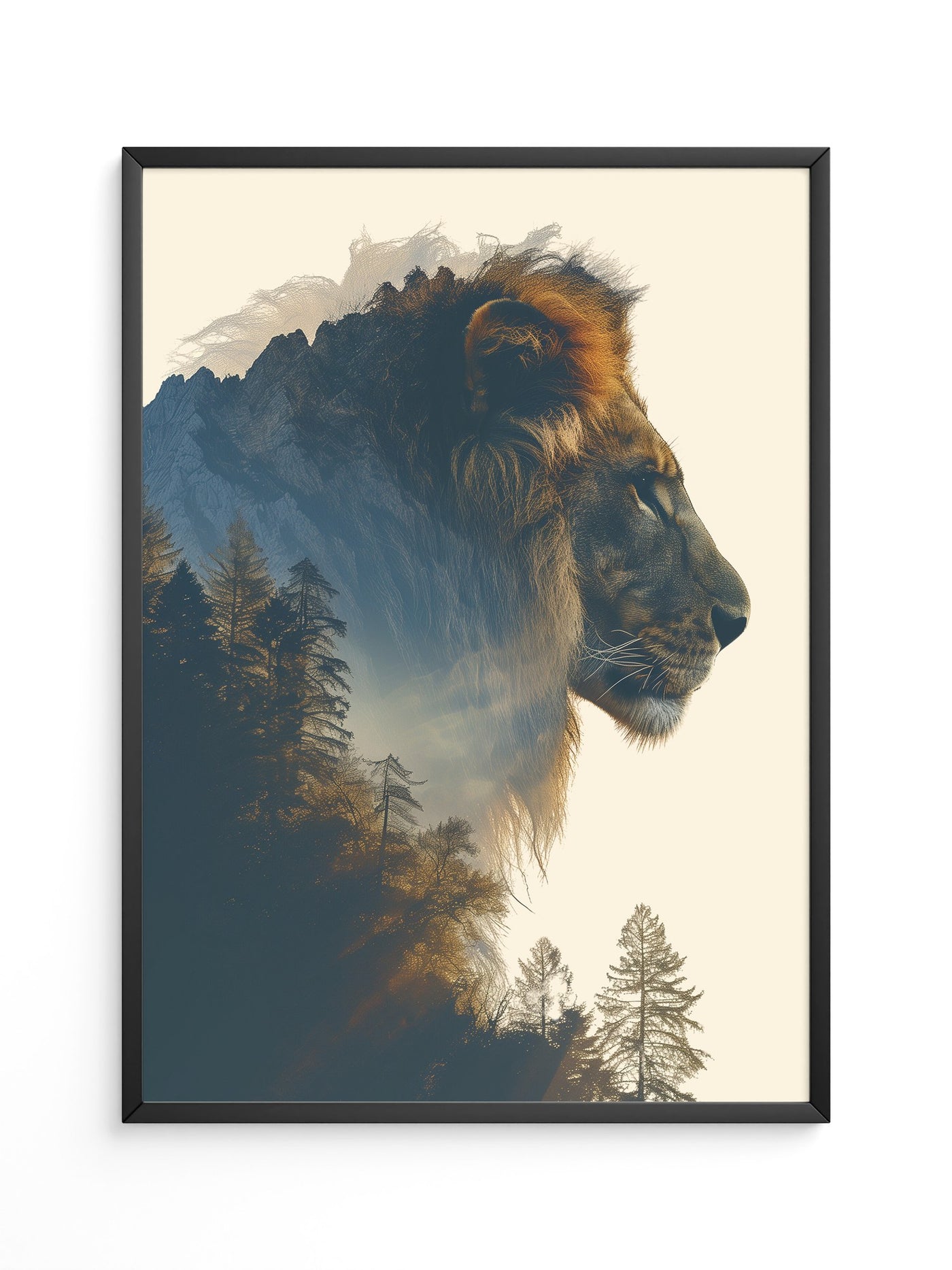 Löwe Wald Doppelbelichtung