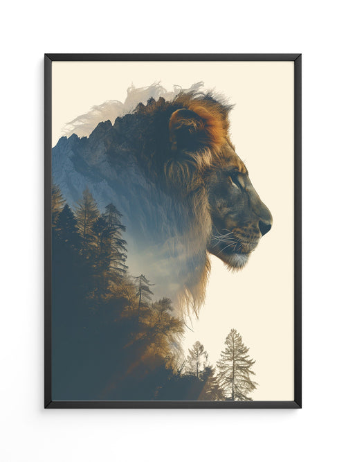 Löwe Wald Doppelbelichtung
