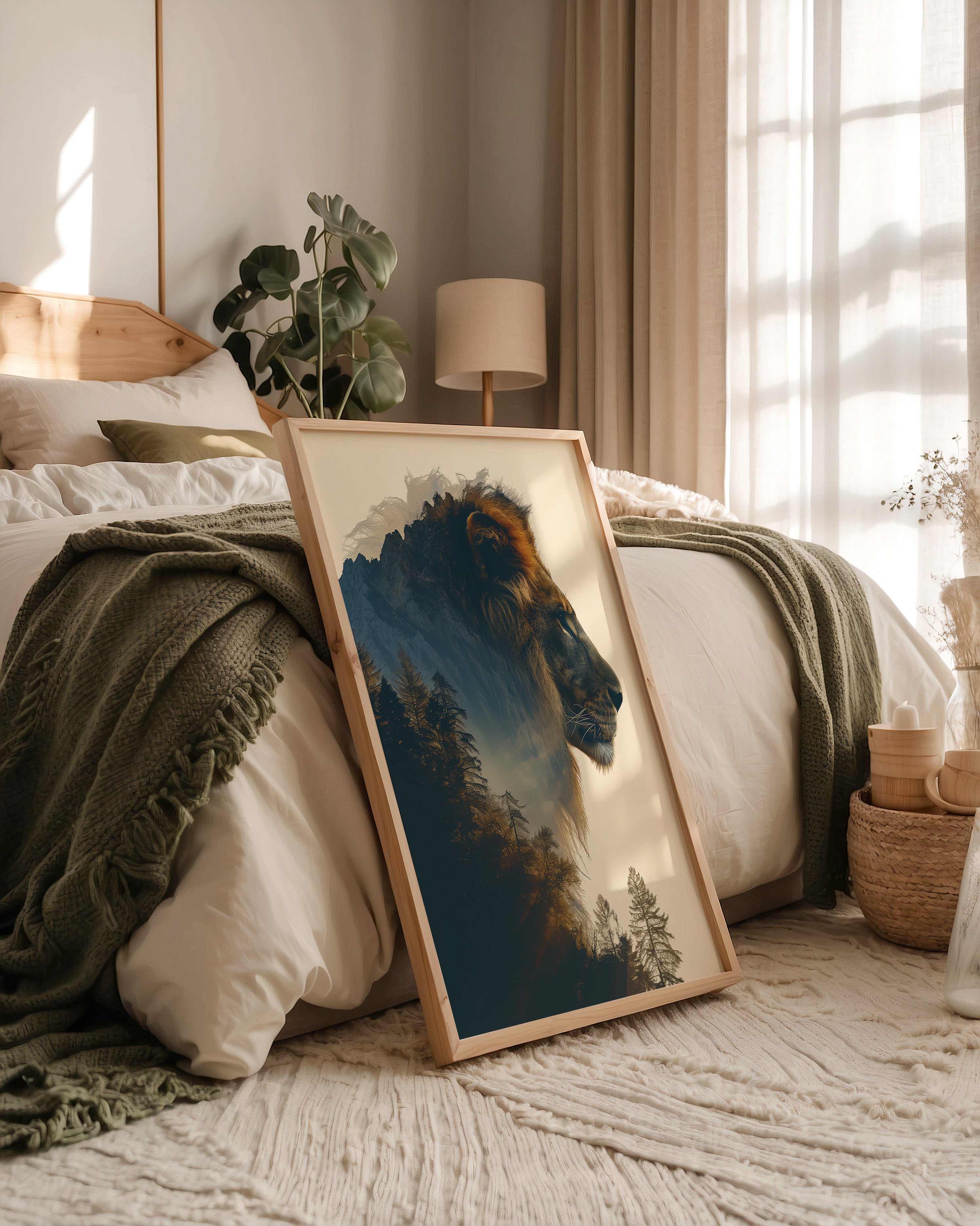 Löwe Wald Doppelbelichtung