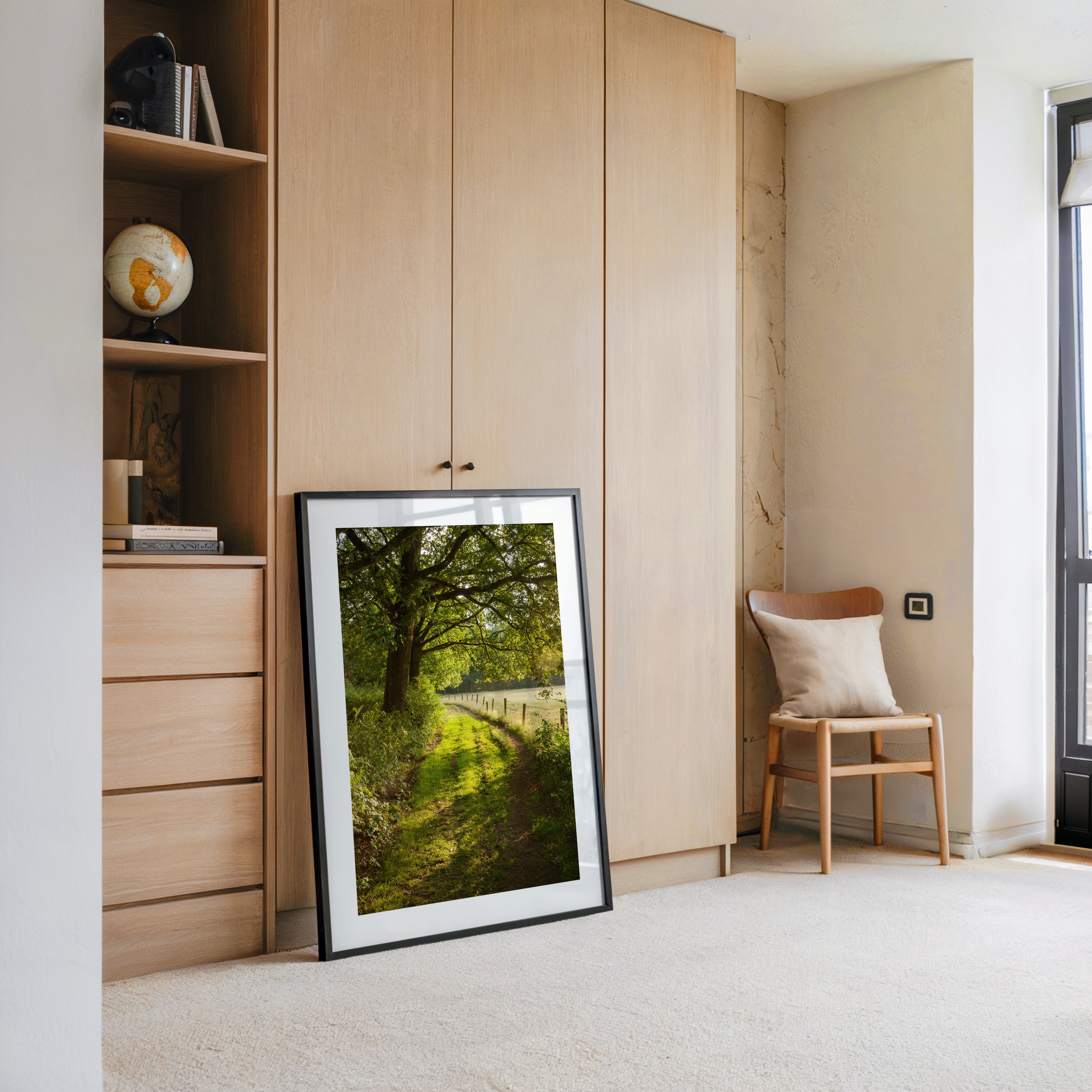 Waldweg im Sonnenlicht