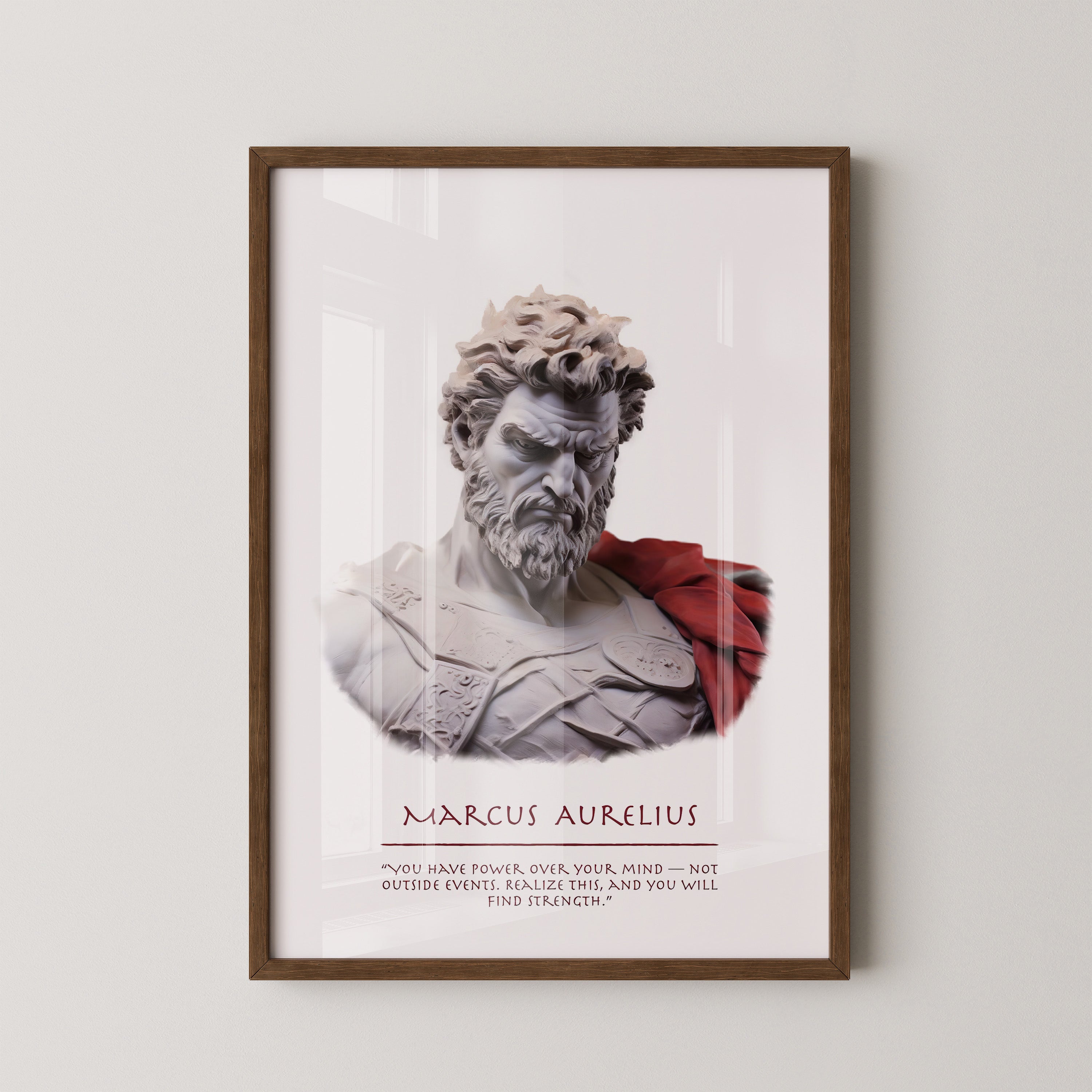 Marcus Aurelius Büste Rot Akzent