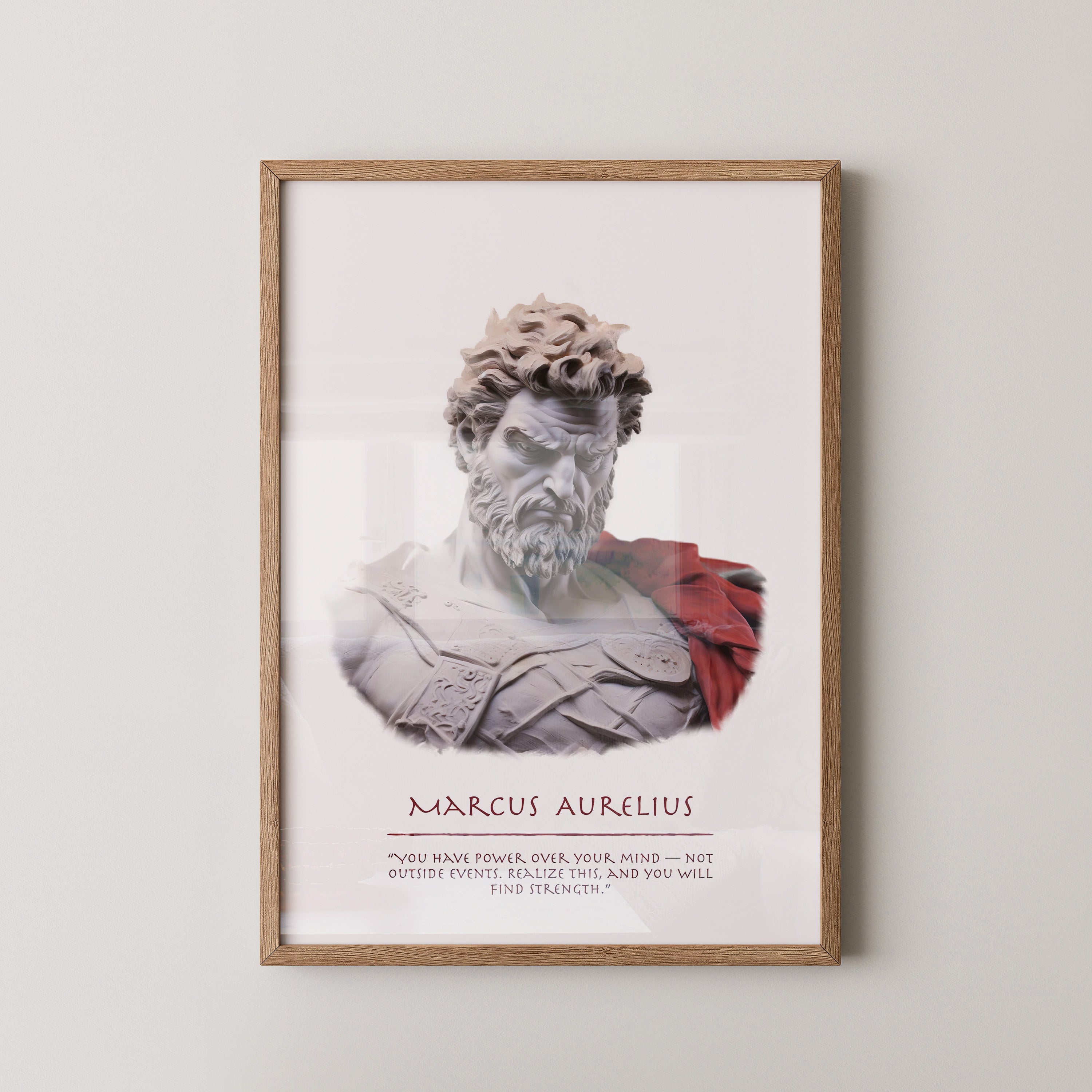 Marcus Aurelius Büste Rot Akzent