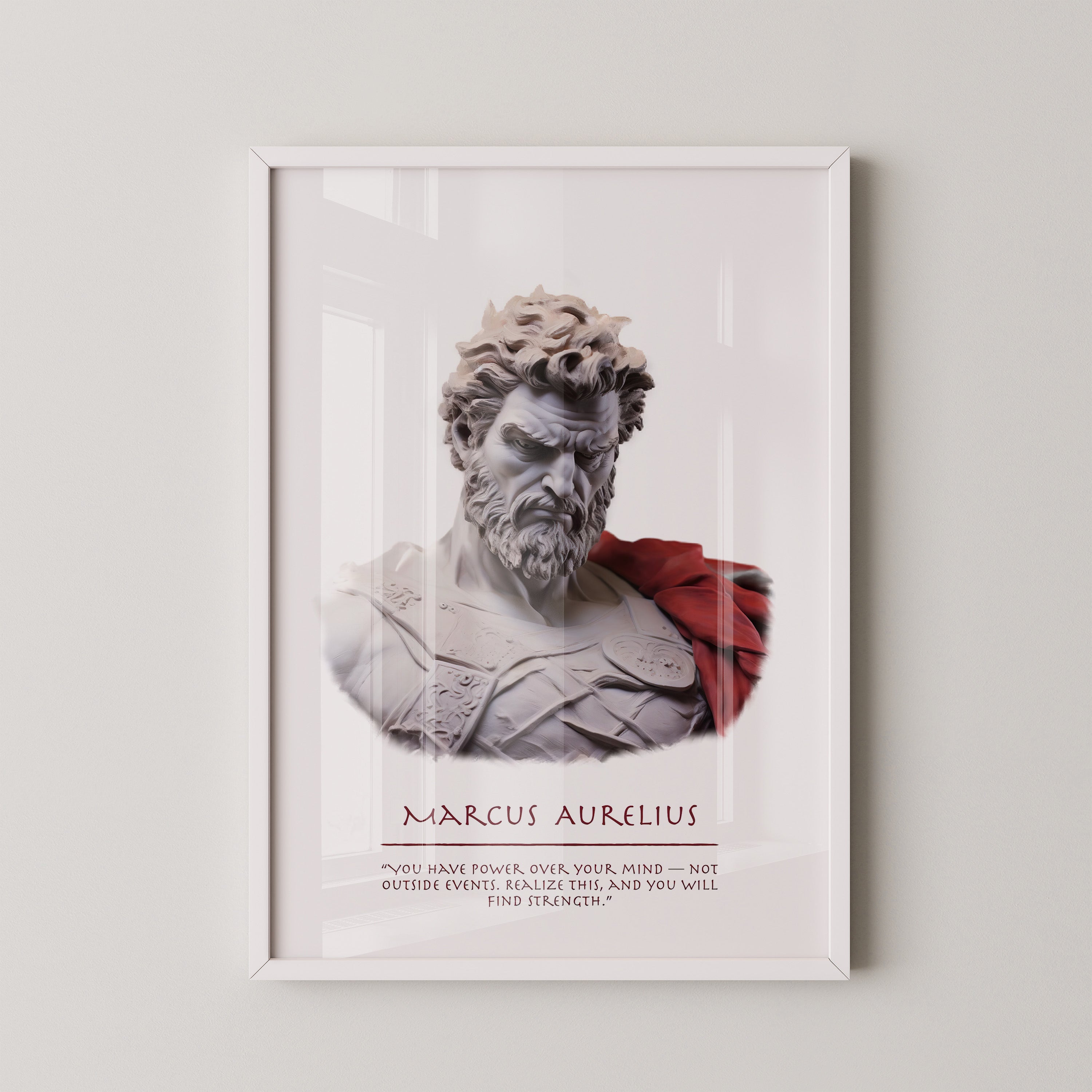 Marcus Aurelius Büste Rot Akzent