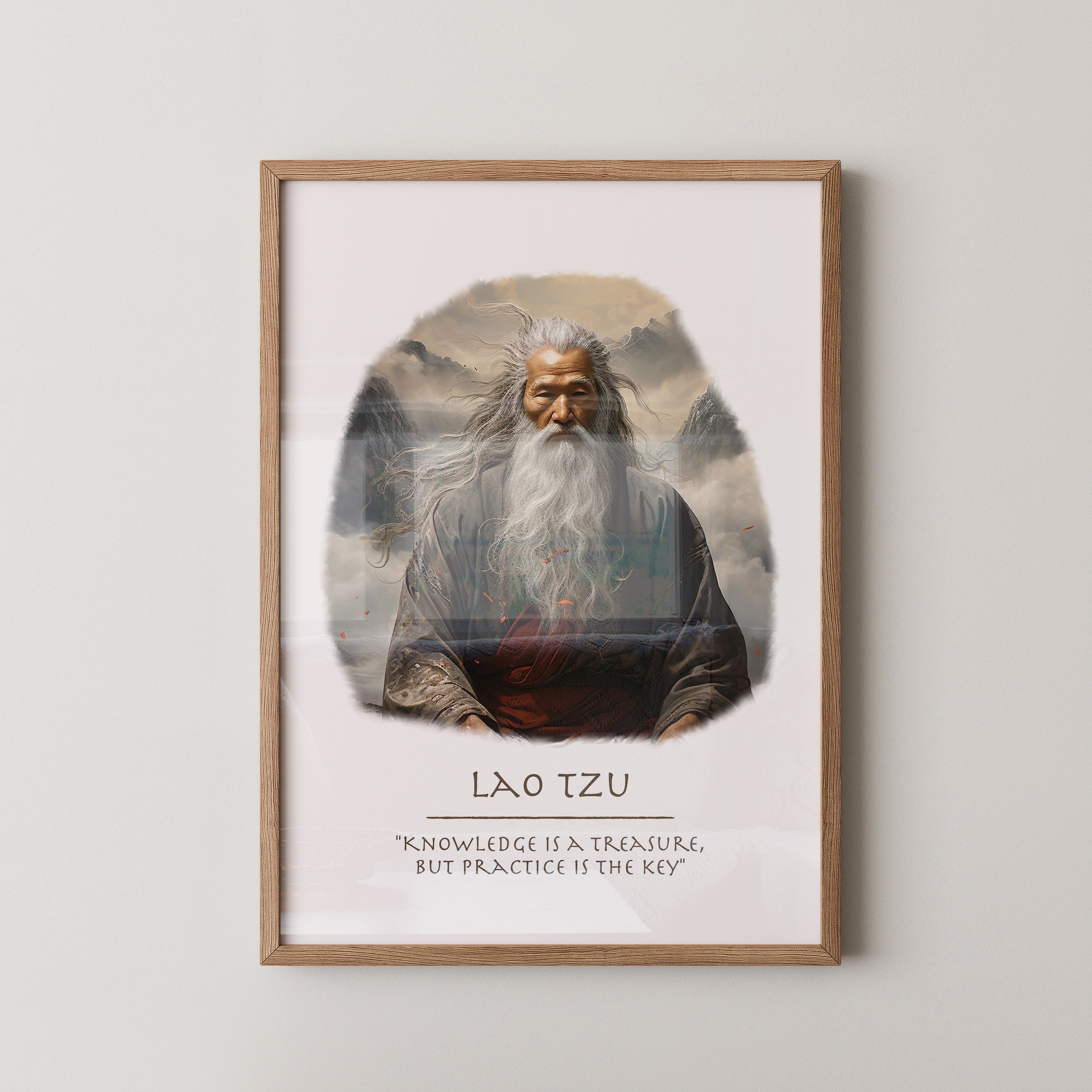 Lao Tzu Porträt Berge Wind