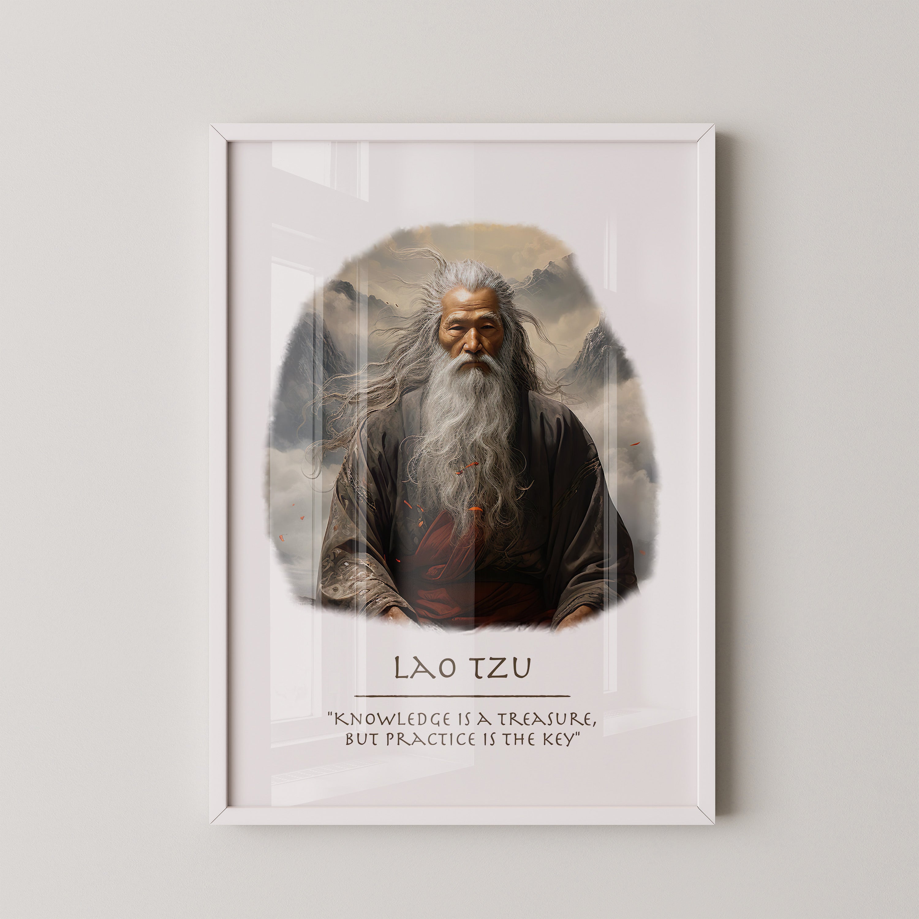 Lao Tzu Porträt Berge Wind