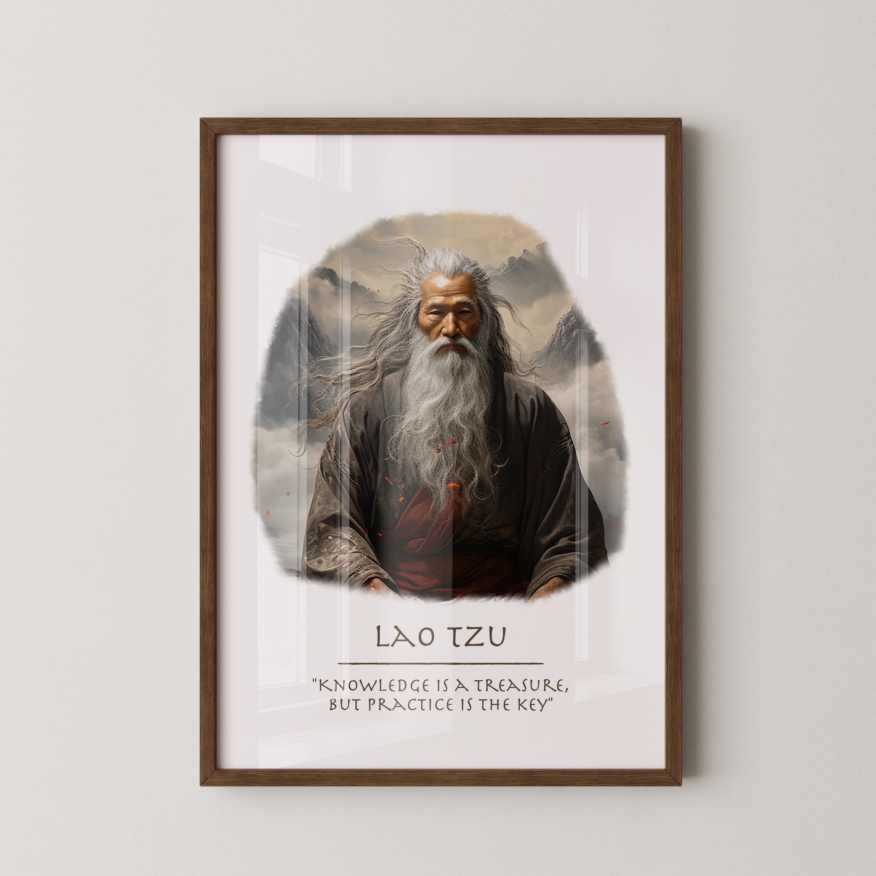 Lao Tzu Porträt Berge Wind