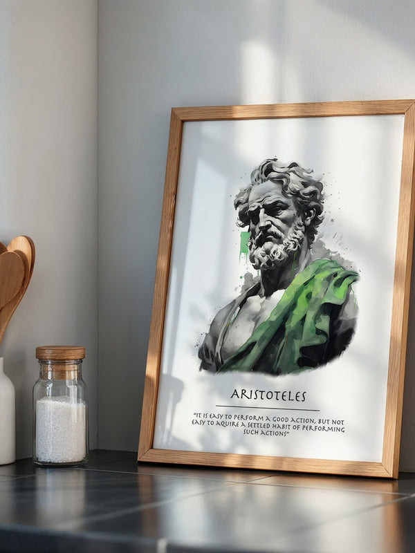 Philosoph Statue Grüne Akzente