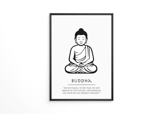 Buddha Meditierend Schwarz-Weiß