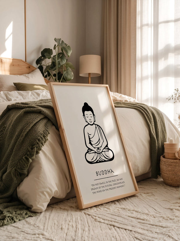 Buddha Meditierend Schwarz-Weiß