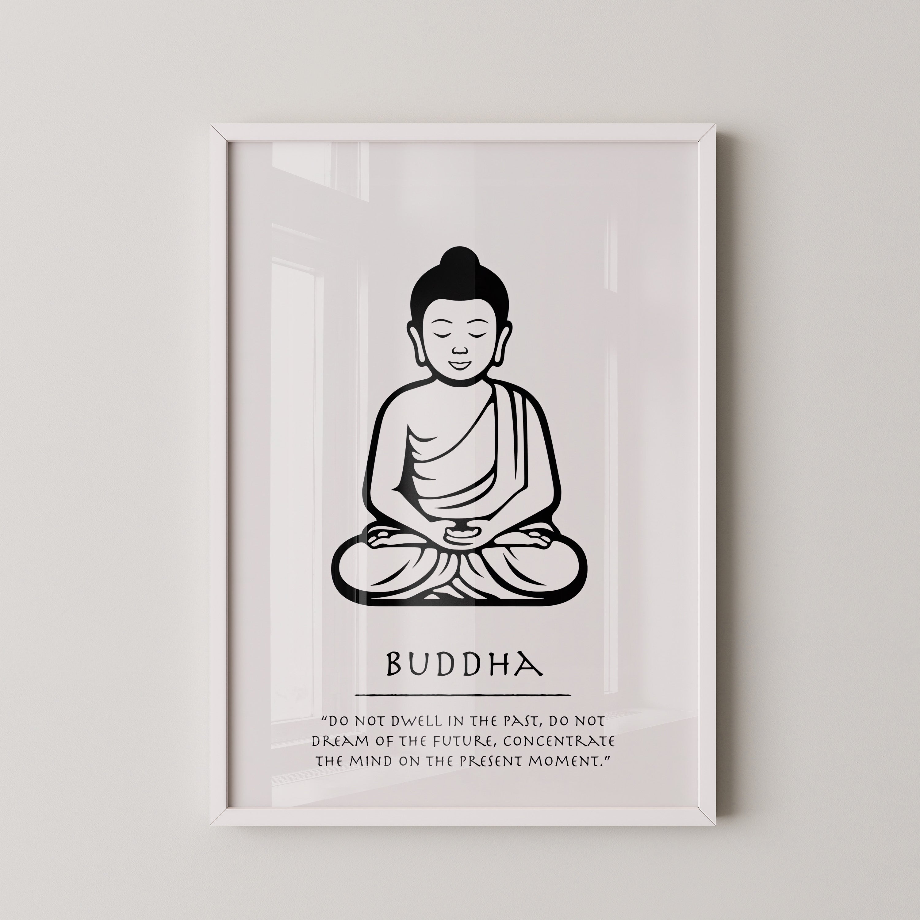 Buddha Meditierend Schwarz-Weiß