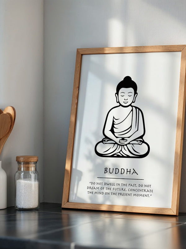 Buddha Meditierend Schwarz-Weiß