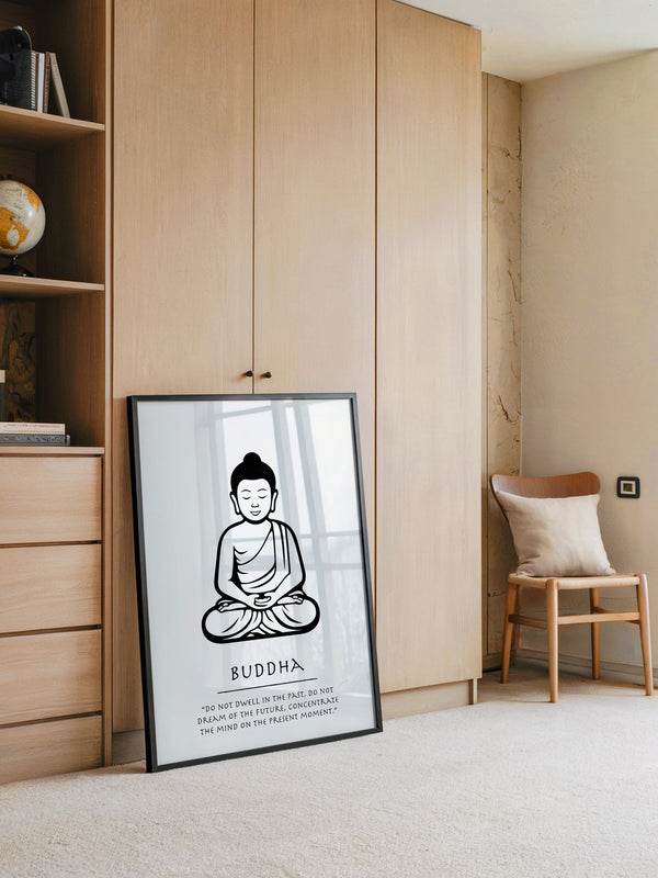 Buddha Meditierend Schwarz-Weiß