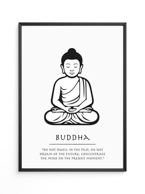 Buddha Meditierend Schwarz-Weiß