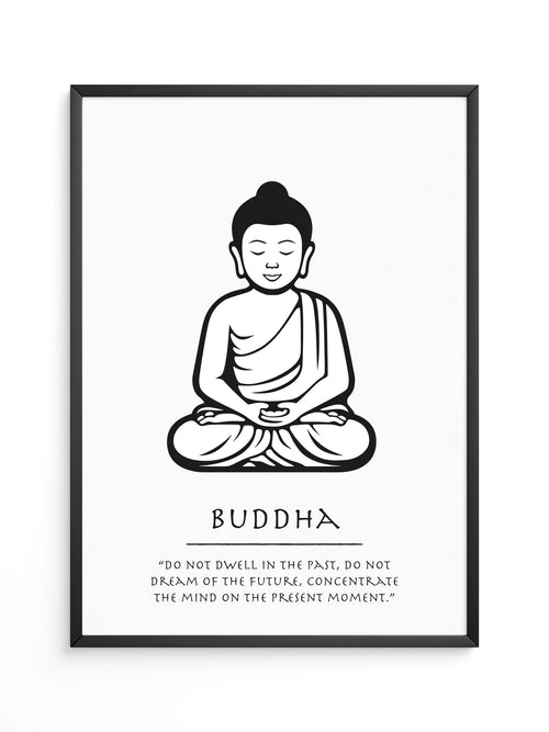 Buddha Meditierend Schwarz-Weiß