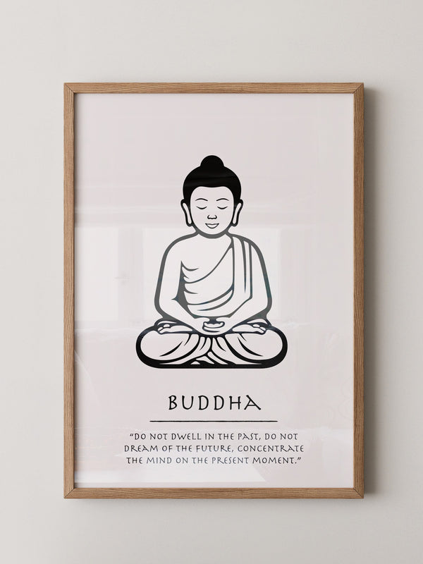 Buddha Meditierend Schwarz-Weiß