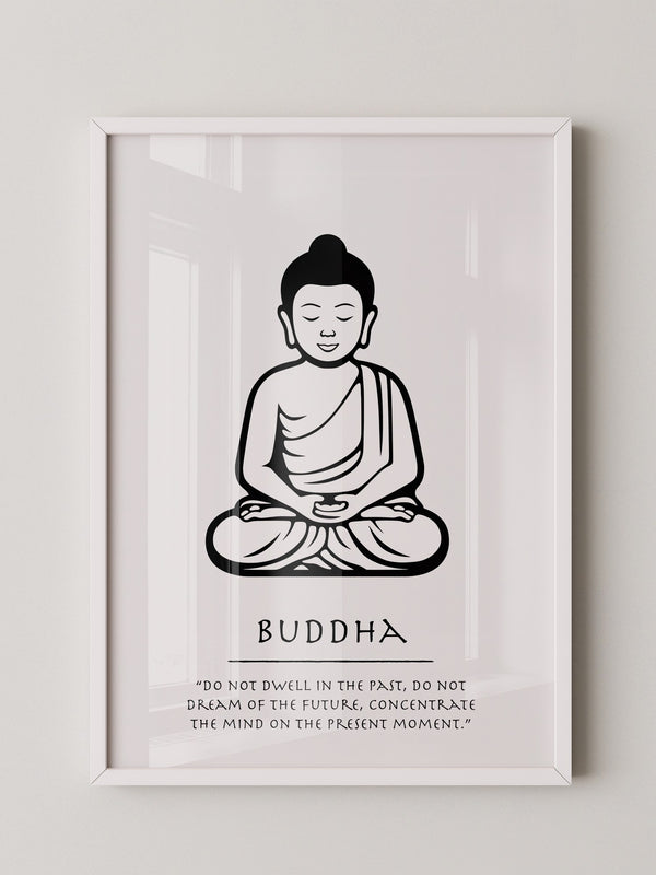 Buddha Meditierend Schwarz-Weiß