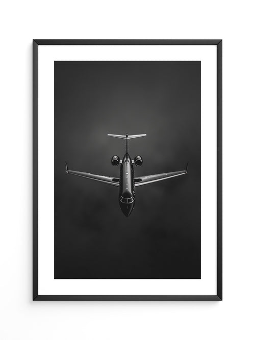 Flugzeug Draufsicht Schwarz-Weiß