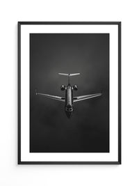 Flugzeug Draufsicht Schwarz-Weiß