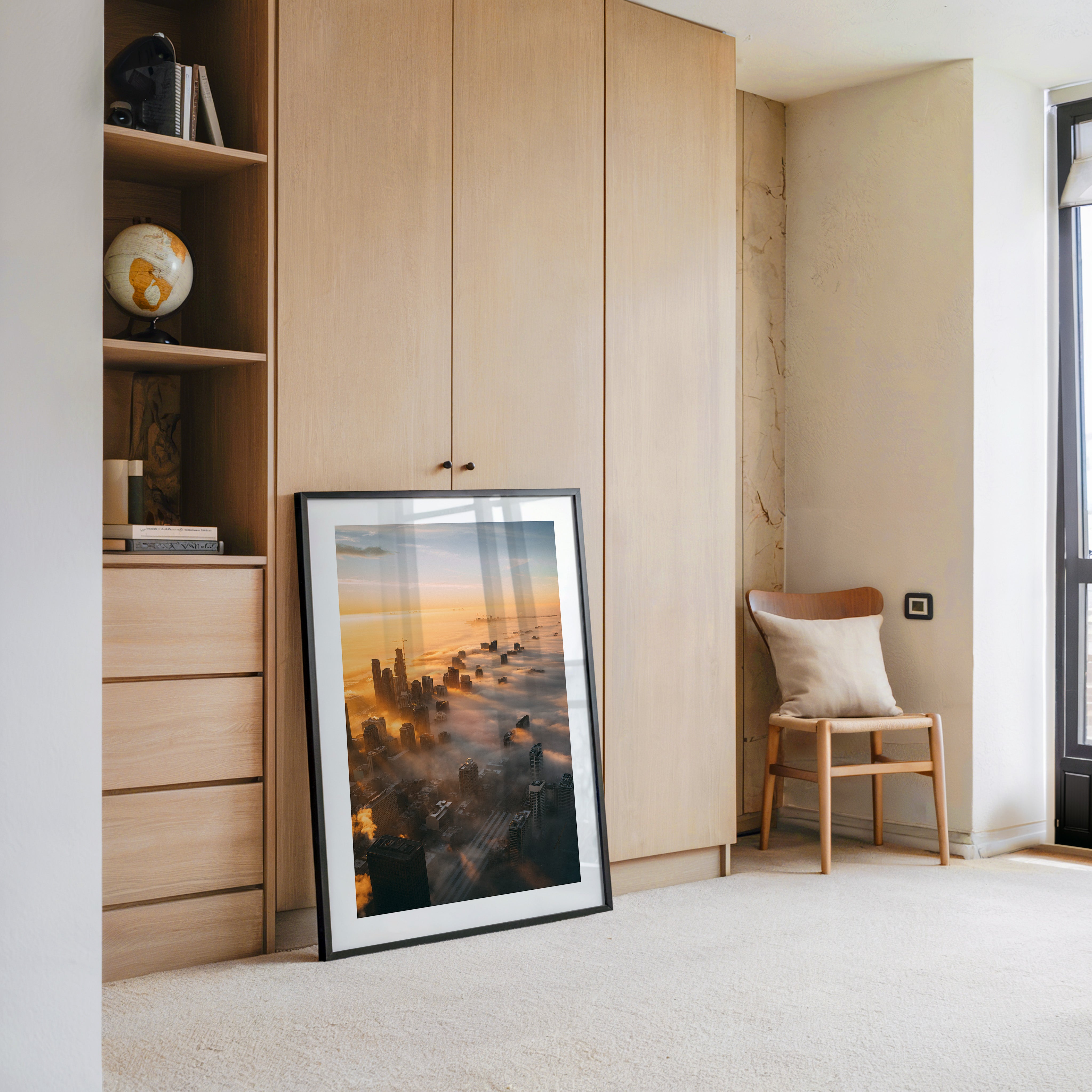 Hochhäuser Nebel Sonnenaufgang