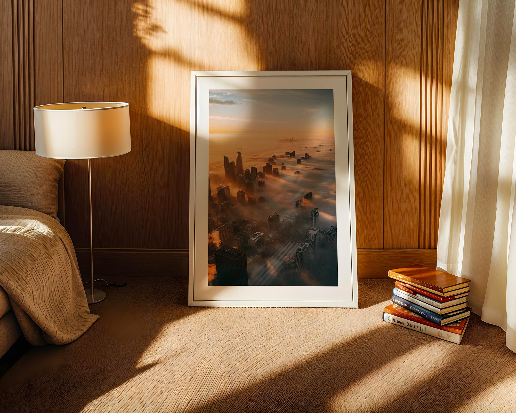 Hochhäuser Nebel Sonnenaufgang