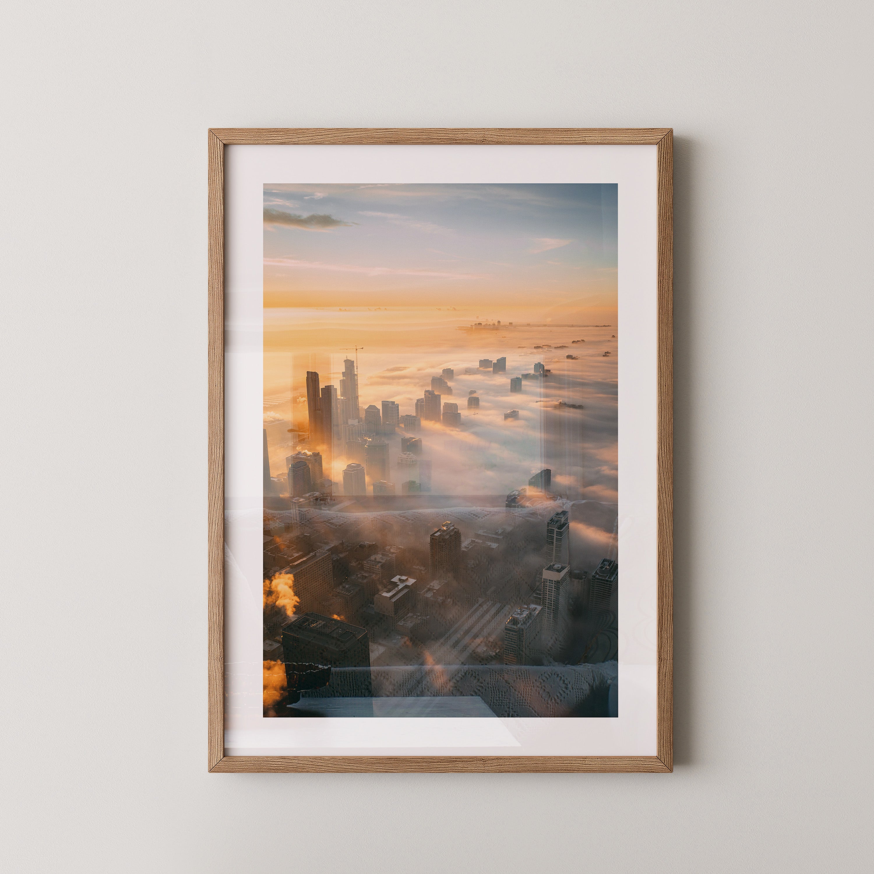 Hochhäuser Nebel Sonnenaufgang