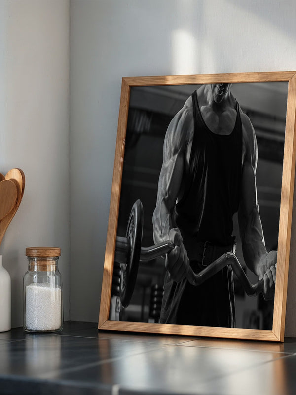 Bodybuilder Hantel Schwarzweiß