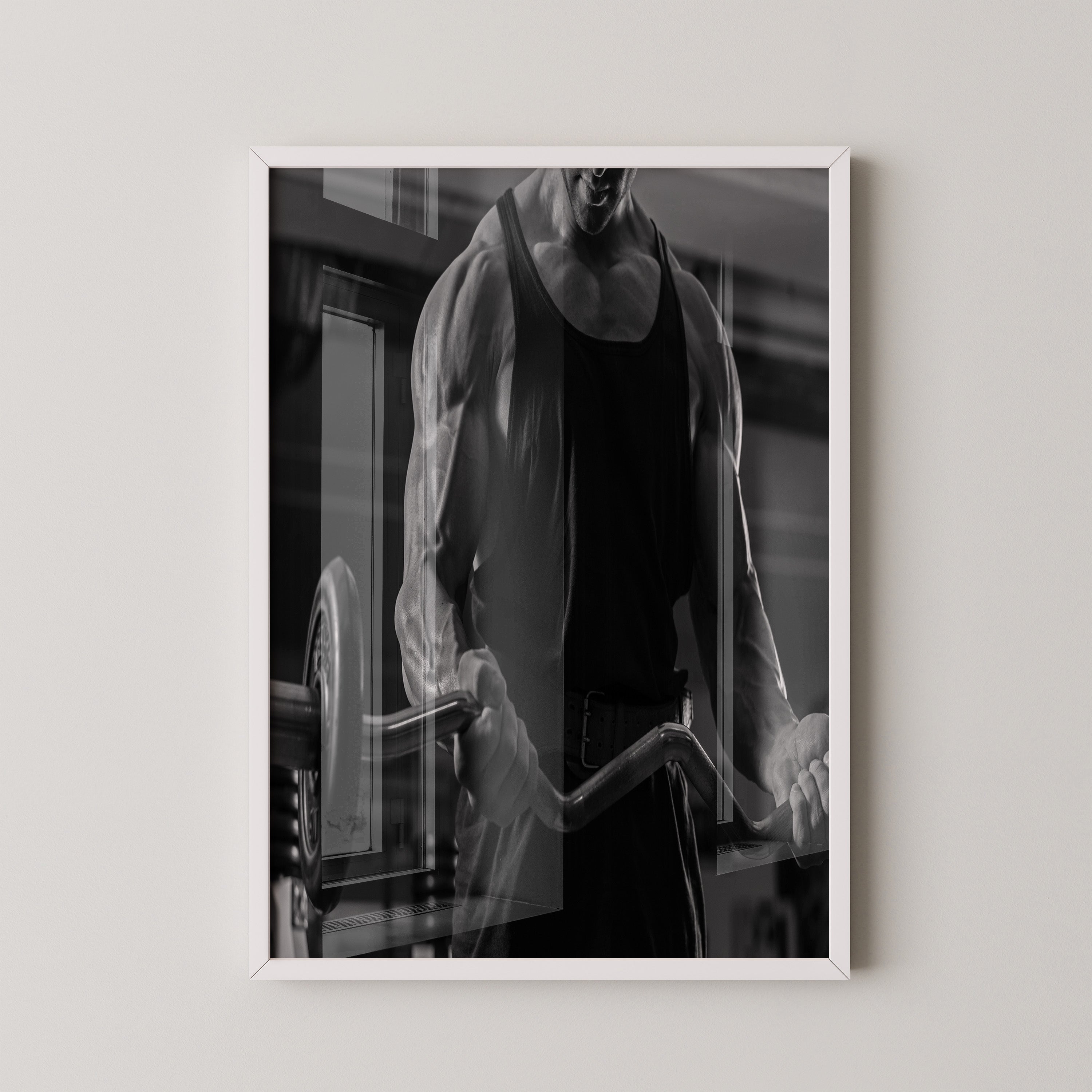 Bodybuilder Hantel Schwarzweiß