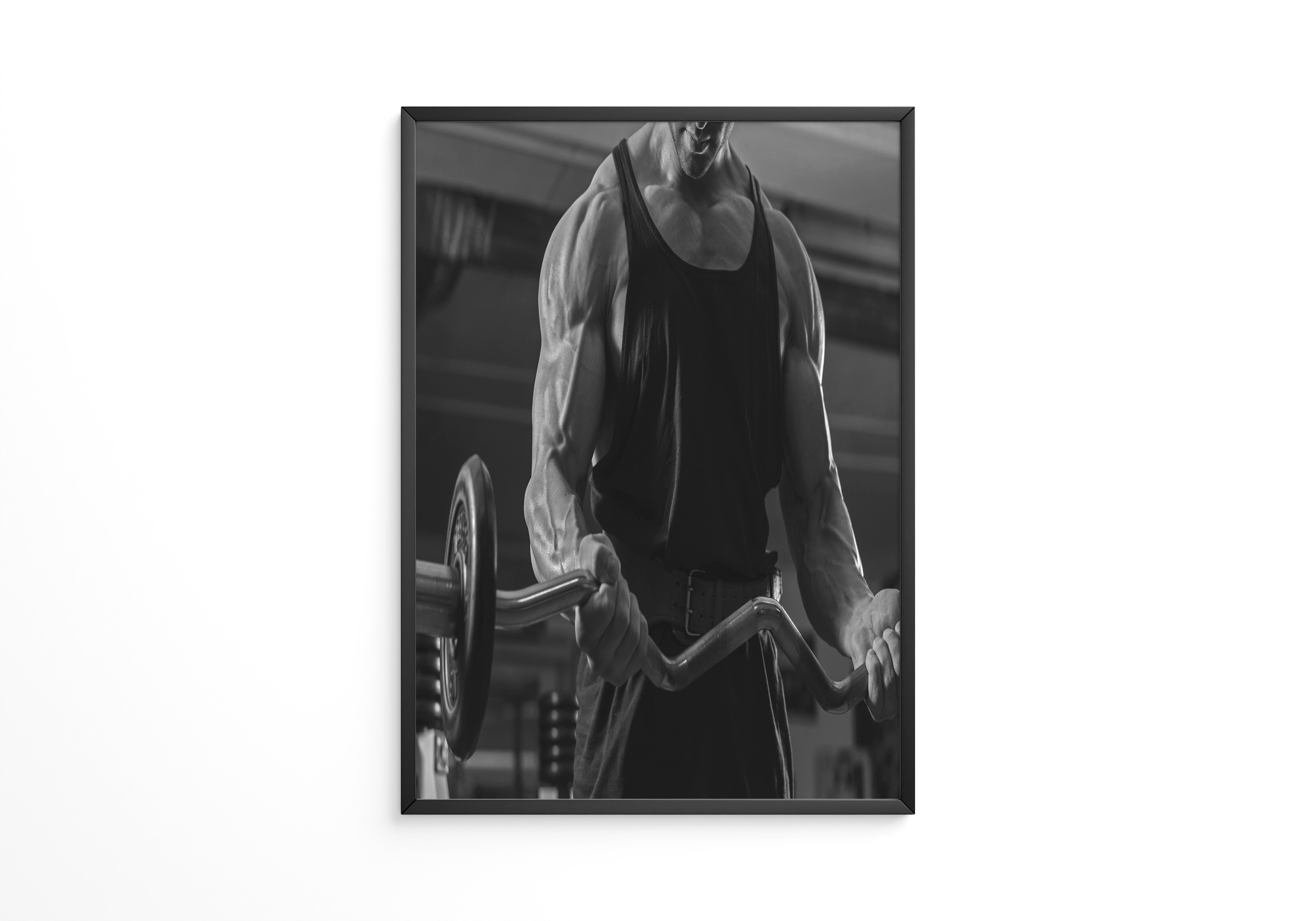 Bodybuilder Hantel Schwarzweiß