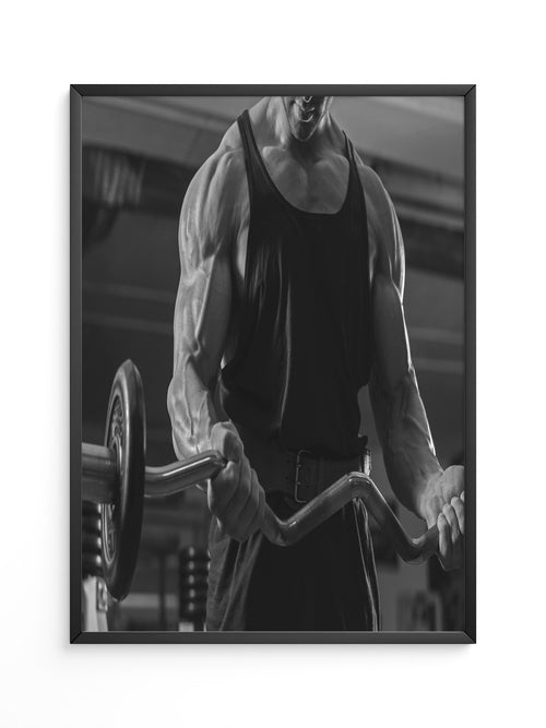 Bodybuilder Hantel Schwarzweiß