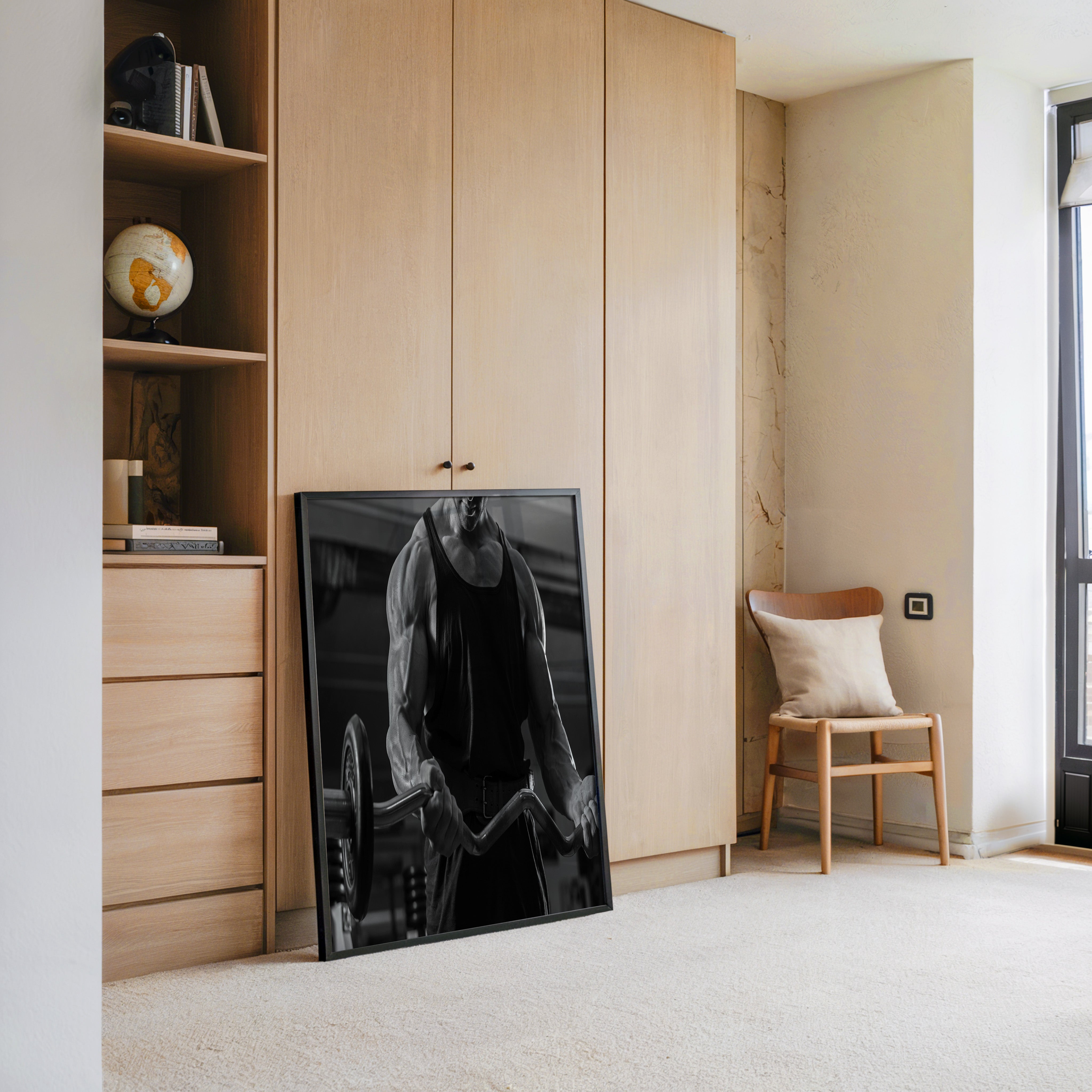 Bodybuilder Hantel Schwarzweiß